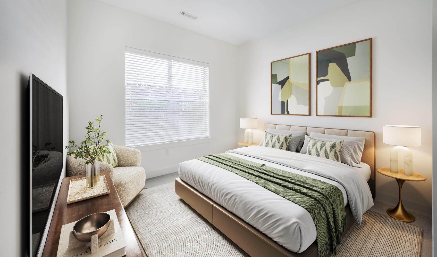 Beautiful bedrooms to fit every need a bedroom with a bed and a tv